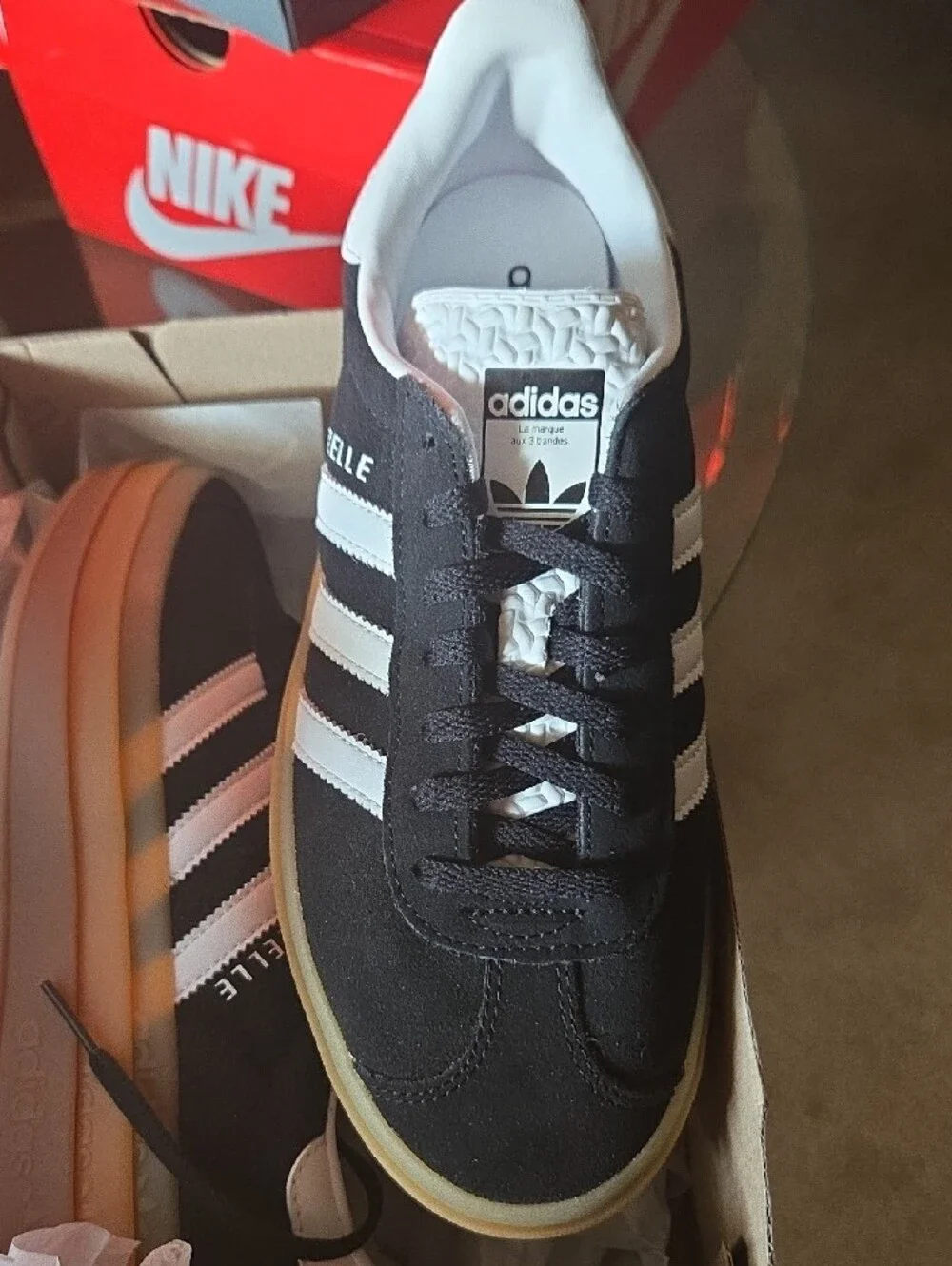 adidas Black & White Gazelle with Gum Sole